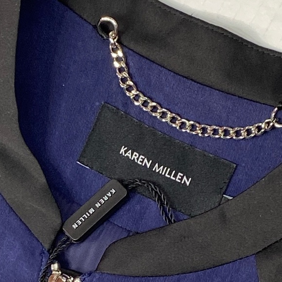 Karen Millen women’s zip up jacket two tone, blue black, elastic waist NWT NEW - Picture 6 of 13